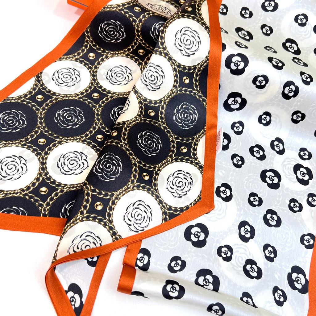Elegant And Versatile Mulberry Silk Camellia Silk Scarf Double-Layer Double-Sided Heterochrome Silk Scarf Streamer