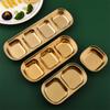 Stainless Steel 2-Compartment Dipping Tray - Spill Proof BBQ Sauce Dish, Vinegar Bowl for Kitchen Dining Camping