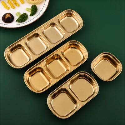 Stainless Steel 2-Compartment Dipping Tray - Spill Proof BBQ Sauce Dish, Vinegar Bowl for Kitchen Dining Camping