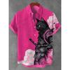 Men's Shirts Warrior Samurai Cat Print Hawaii Beach Shirt For Men 3d Print Hawaiian Shirt Women Fashion Short Sleeve