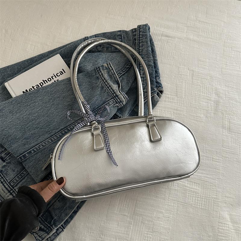 Stilvolle Und Schlichte Einfarbige Schleifenhandtasche Frühling Vielseitige Schulter- Unterarmtasche