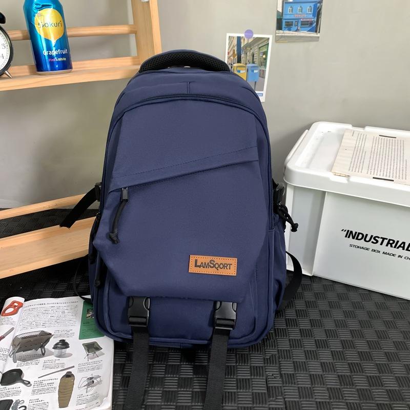 Einfarbiger Studenten-Schulrucksack Damen Große Kapazität Reise-Rucksack Herren Computer-Rucksack