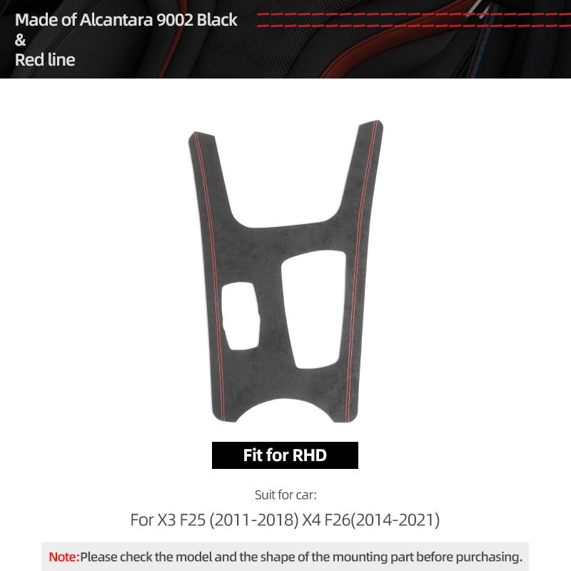 

Made of Alcantara For BMW X3 F25 X4 F26 Center Console Gear Shifter Panel Trim Performance Stickers Car Interior Accessories Red RHD