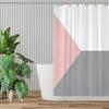 Pink and Grey Geometric Shower Curtain – Modern Minimalist Design, Color Block Art, Polyester, Includes Hooks