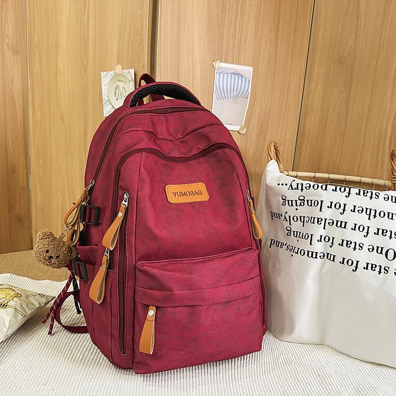 

School bag male high school students fashion leisure large junior high school students backpack street versatile female college students backpack tide single bag красный