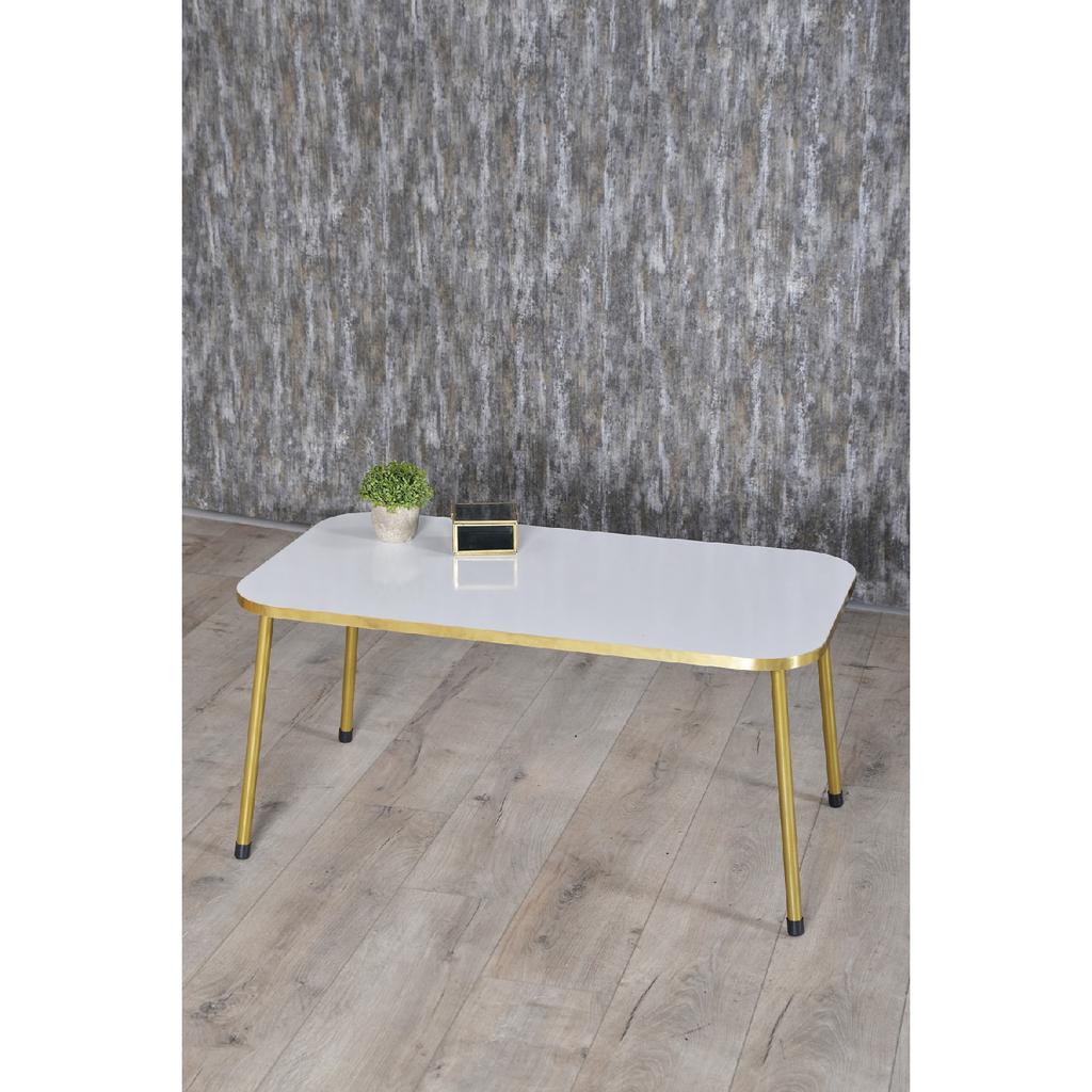 Center Table White Kr Gold Metal Leg Gold