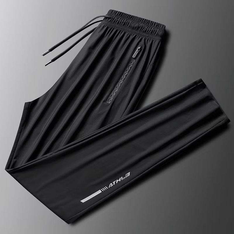 Ice Silk Casual Pants Men's Loose and Comfortable Drape Large Size Korean Version Summer High Elasticity Thin Corset Sports Trousers