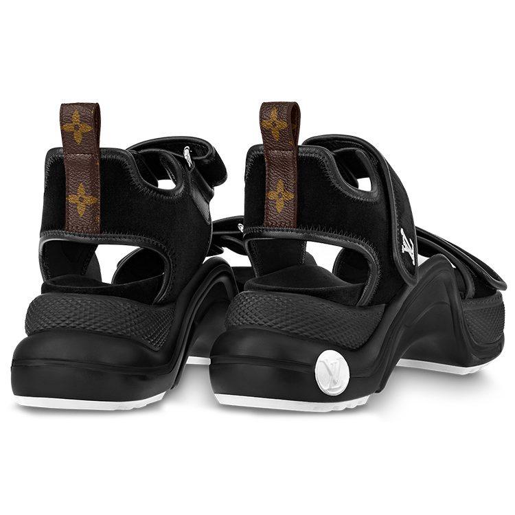 Louis Vuitton Lous Suede Beach Sandals Women's Black 1ABVQX