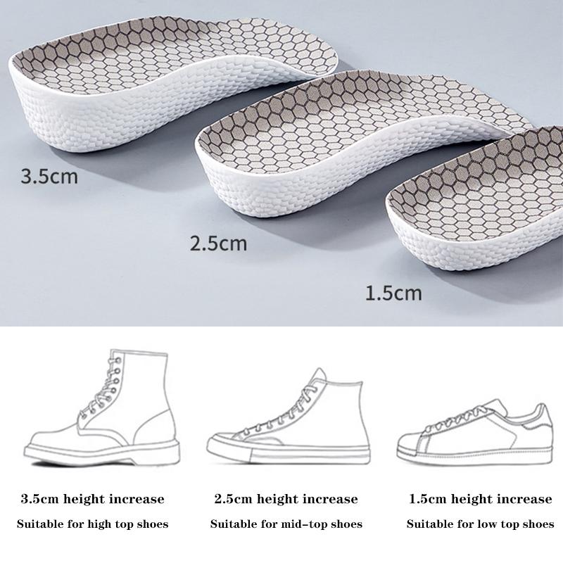 1pair Height Increasing Insoles Highly Elastic, Comfortable,Non-Slip,Men Women Shoes Flat Feet Arch Support Orthopedic Insoles
