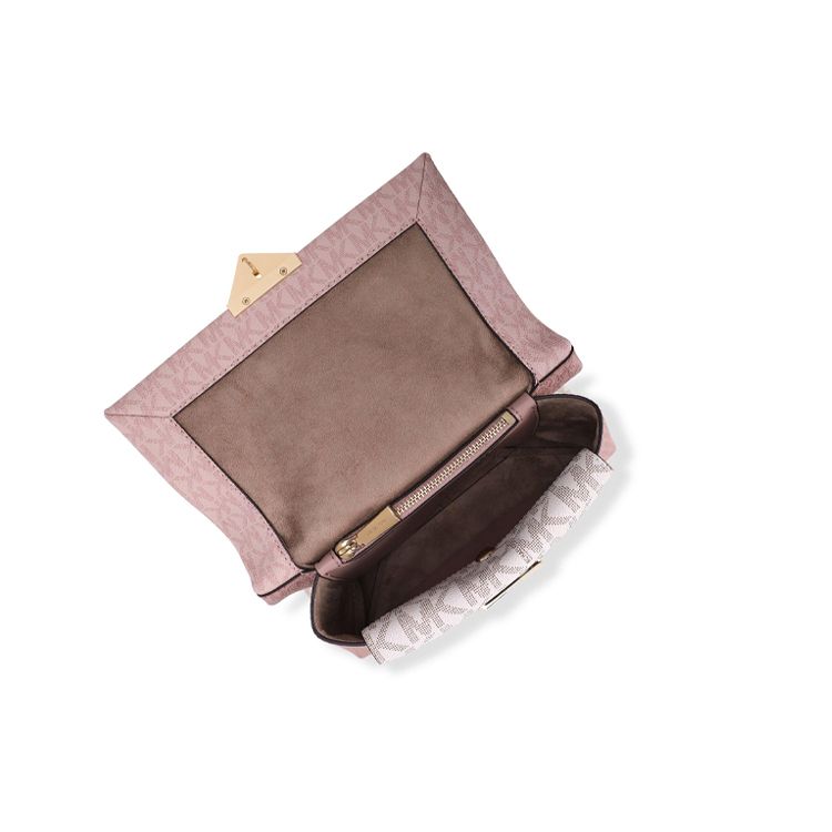 Michael Kors Mk Cece Classic Monogram Vintage Color Block Flap Chain Leather Shoulder Crossbody Bag Medium Women bags Sakura-Pink 30S0G0EL2V-641