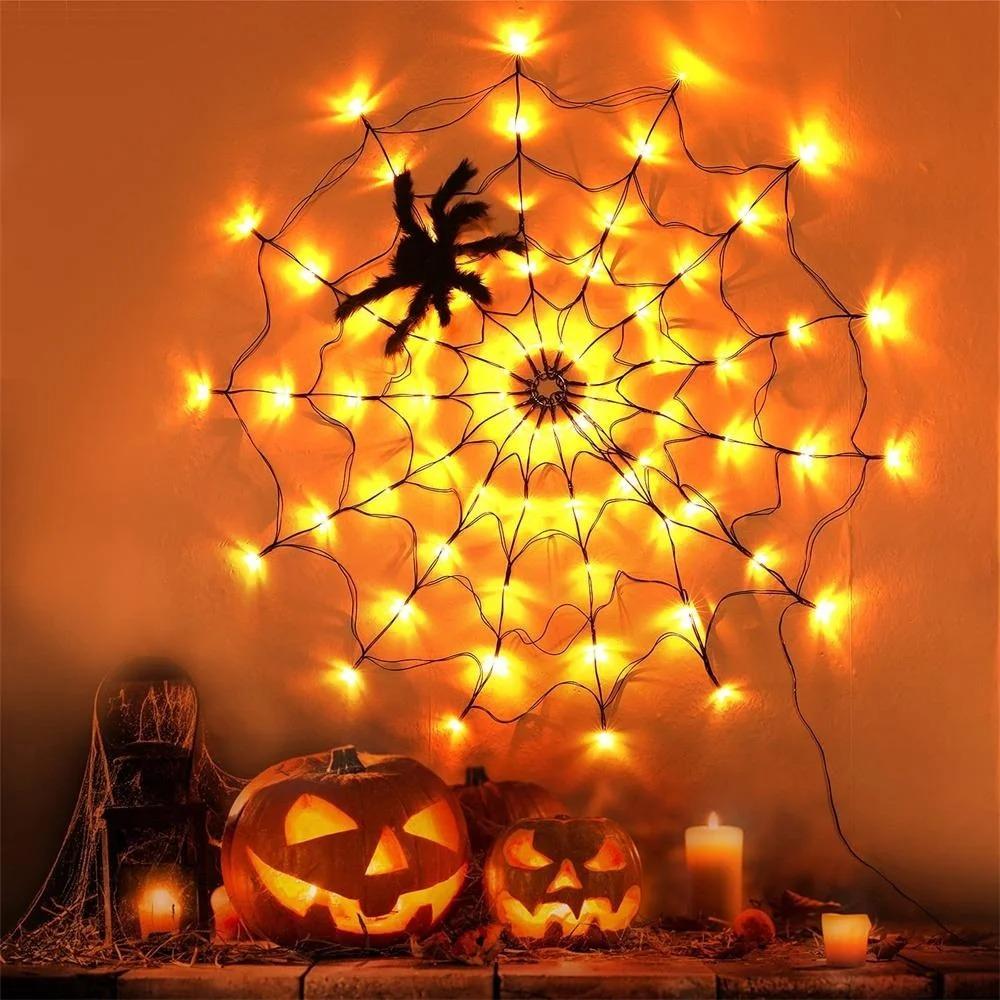 70LED Halloween Spider Web Light Gift with Battery Box 8 Modes Party Atmosphere Lamp, without Spider