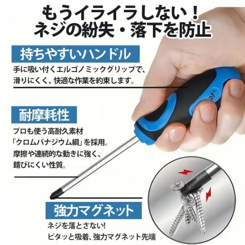 11-piece Phillips and Flathead Screwdriver Set (8 pieces) with Penetration Screwdriver, Magnetizer, and Demagnetizer