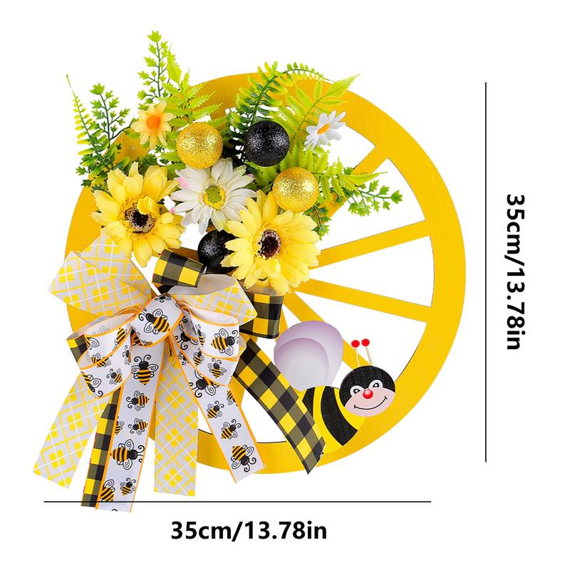 Front Door Wreaths Novelty Yellow Flower Wreath Summer Home Decor Unique Front Door Decor Decorative Floral Wreath For Bee Day