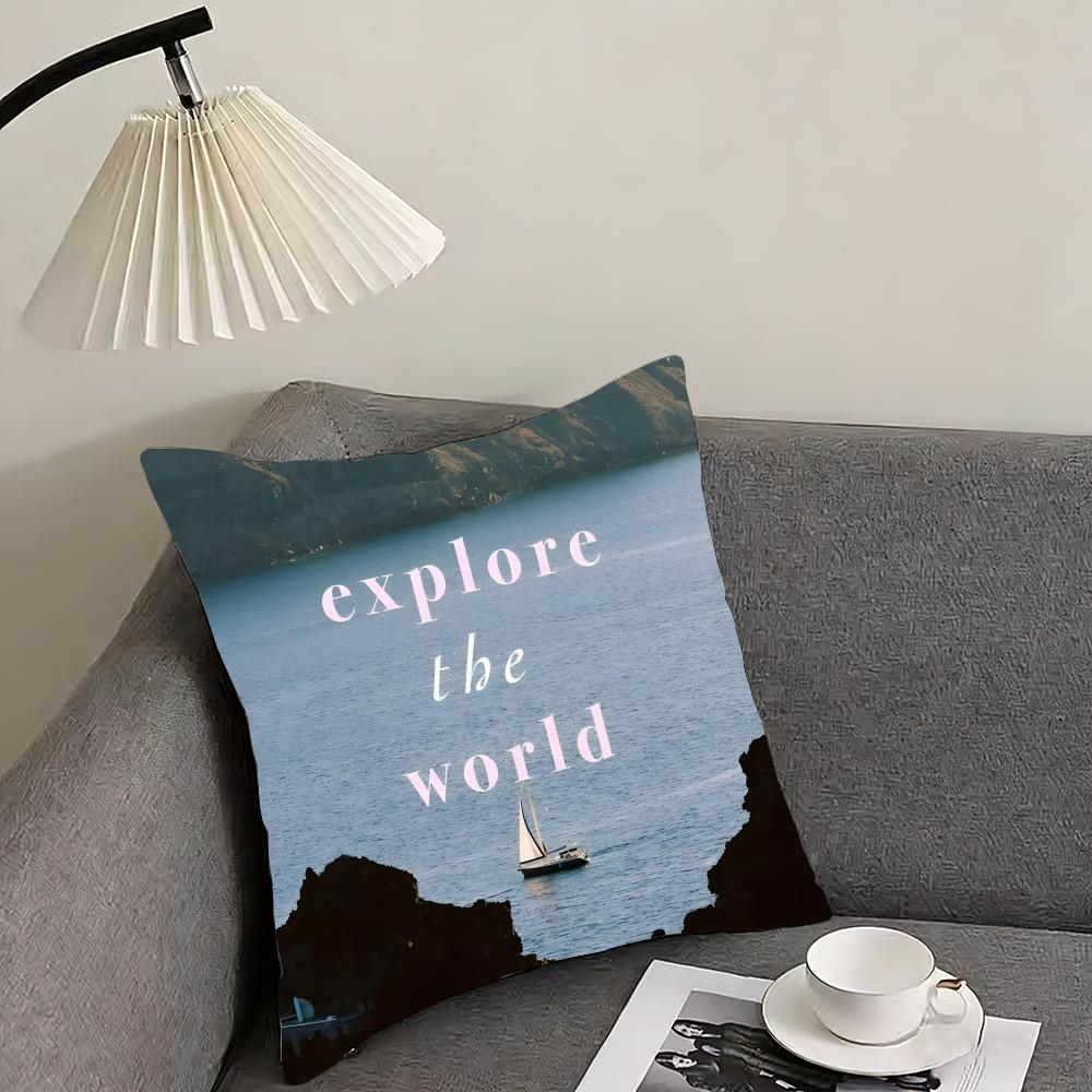 Positive Words Ins Cushion Cover Pillowcase Ultra Soft Skin Friendly Fabric Cloud Like Comfort & Concealed Zipper