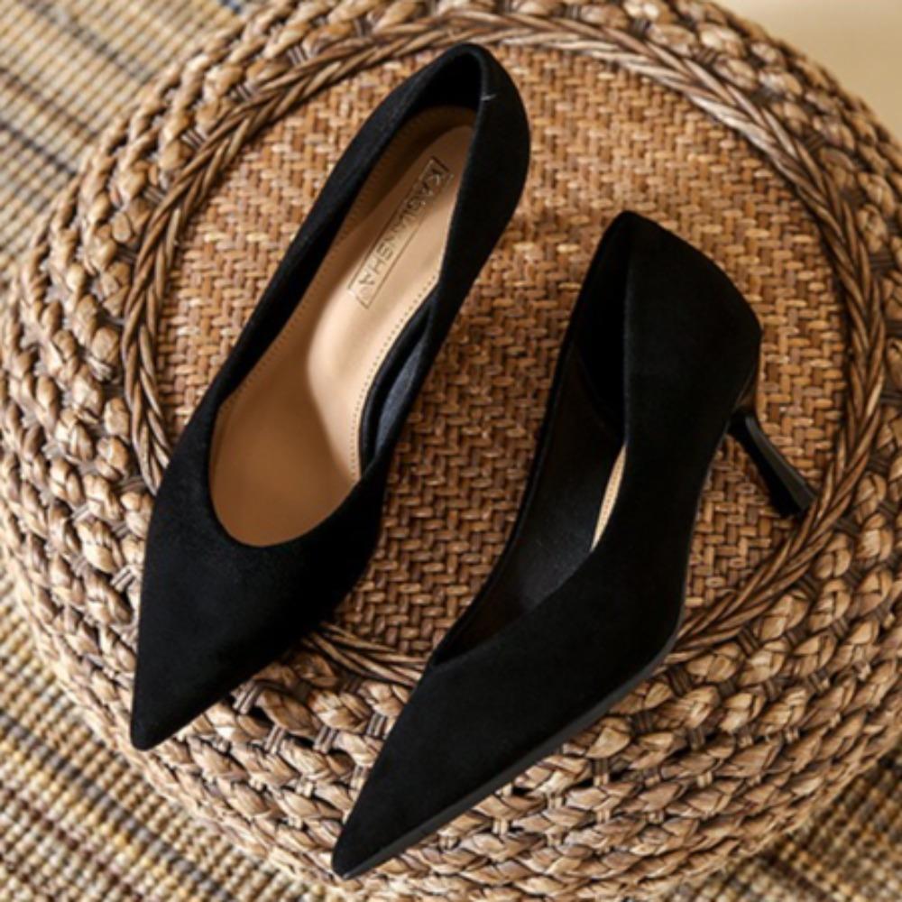 Fashion High Heels for Ladies Suede Light Mouth Single Shoes Women's Autumn New Versatile Nude Stiletto Women's Shoes Women Heels