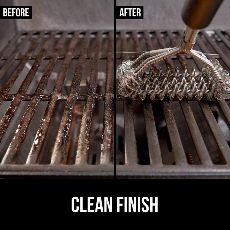 1 Stück Hochleistungs-Grillbürste ohne Borsten mit dreifacher Helix und Schaber für Außengrills, sichere Dampfreinigung von Outdoor-Geschirr