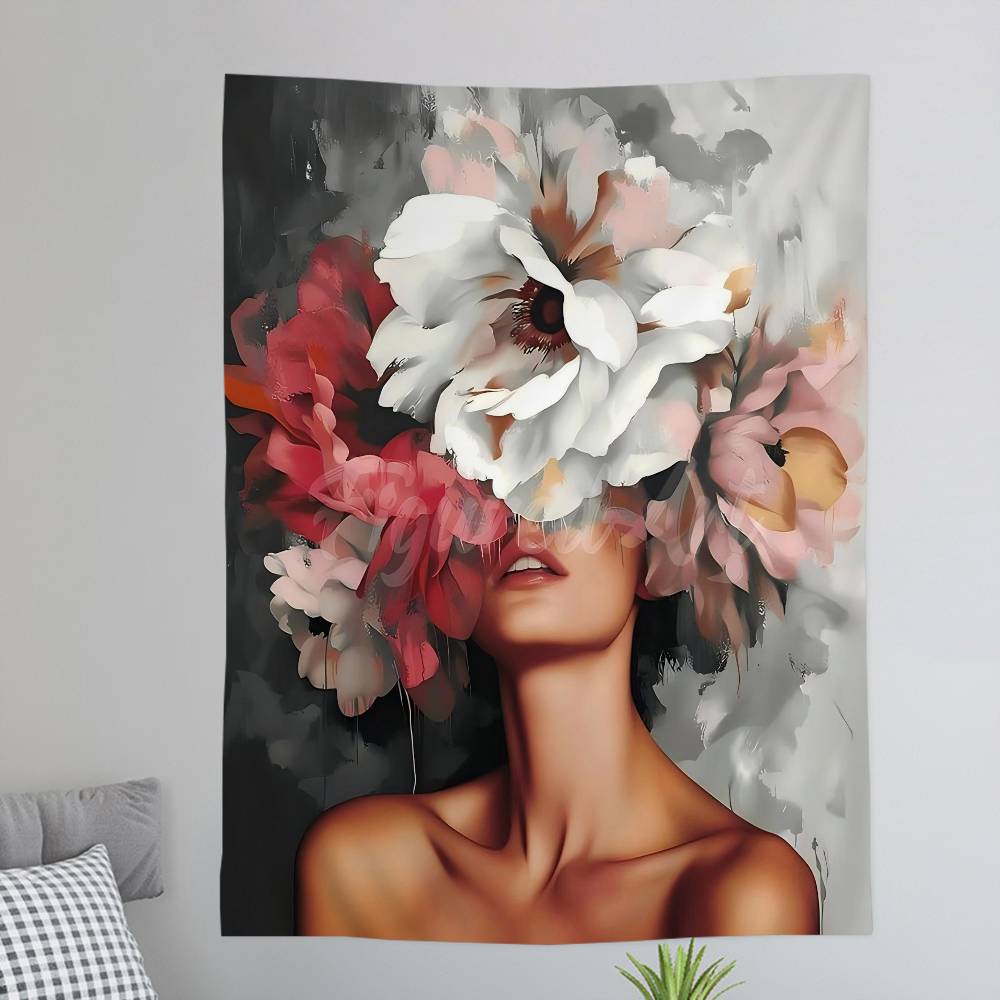Abstract Flowers Girl Colorful Tapestry Wall Hanging Bohemian Wall Tapestries Mandala Wall Hanging Sheets