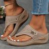 Glitter Sandals For Women Size 8 Thick Soled Wedge Heeled Women'S Outdoor Thong Sandals Fashionable And Casual Sandals For Woman
