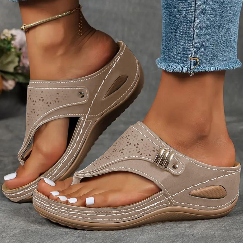 Glitter Sandals For Women Size 8 Thick Soled Wedge Heeled Women'S Outdoor Thong Sandals Fashionable And Casual Sandals For Woman