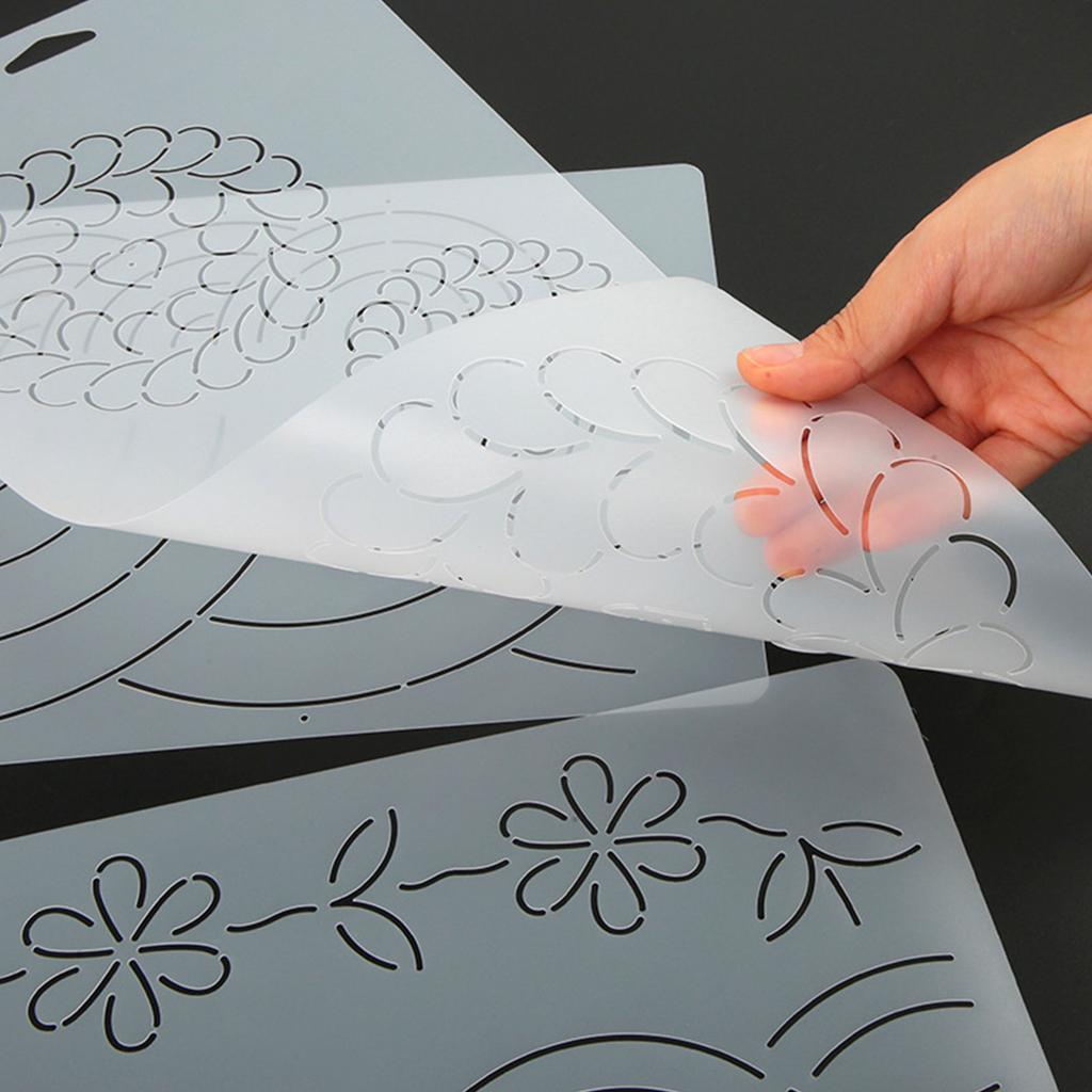 Flower Line Quilting Stencil for Sewing Craft Reusable Plastic Quilting Template for Drawing On Shirt Clothing Fabric