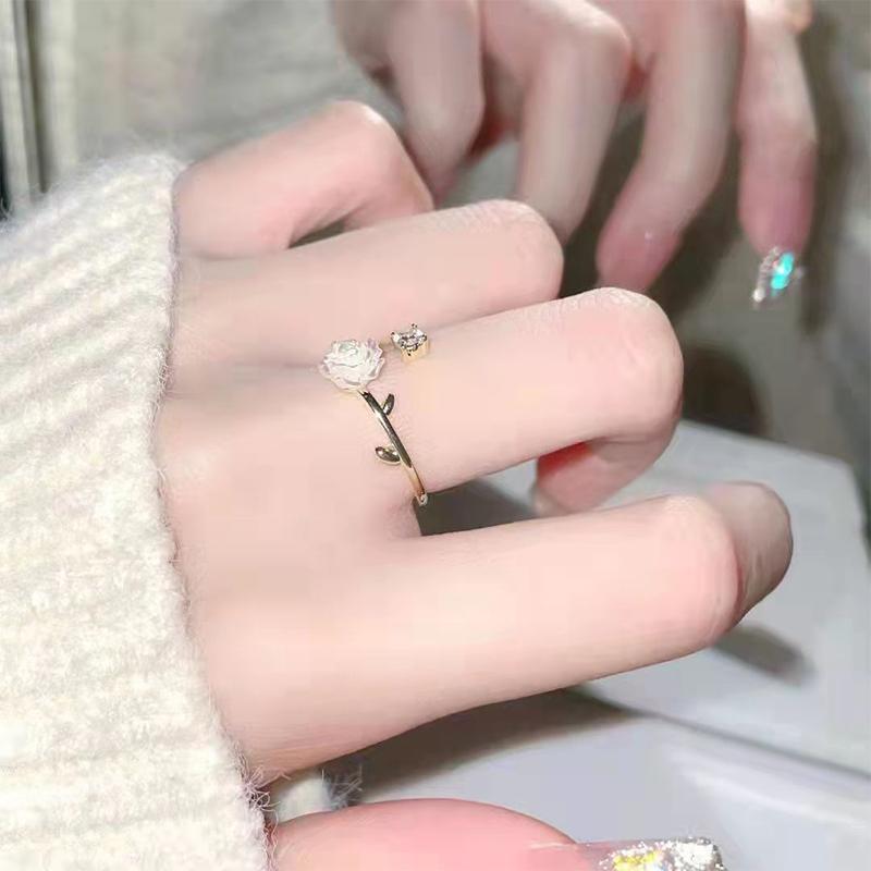 Perla Jemná Kamélie Otevírací Nastavitelný Prsten Náramek Náhrdelník Vintage Pro Ženy Dívka Řetízek na Ruku Luxusní Šperky Doplňky