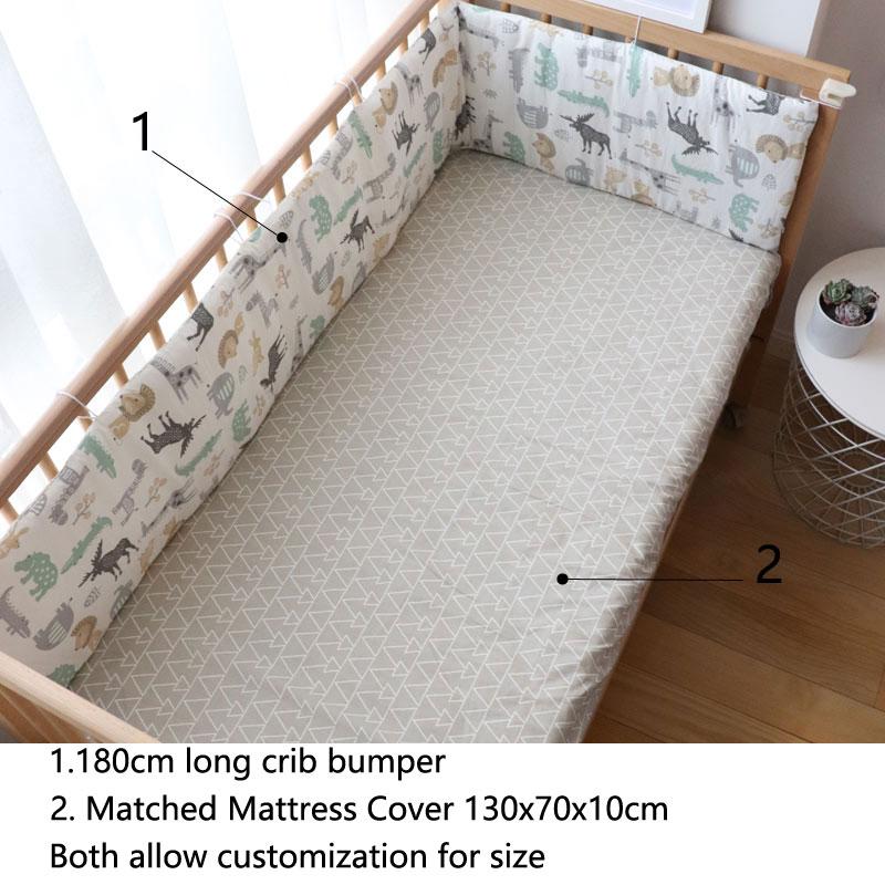 

Бампер для дитячого ліжка. Товста м’яка подушка для поручнів для дитячого ліжечка. Захист від зіткнень. Захист огорожі. Знімний захисний люльковий захисний захисний елемент. Декорація дитячої кімнати 180x30 см, 1 шт.