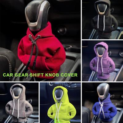 Copertura del cambio per auto Felpa con cappuccio del cambio Decorazione con coulisse Tinta unita Copri pomello del cambio per auto morbido Maniglia manuale Protezione dell'ingranaggio Felpa Cambio