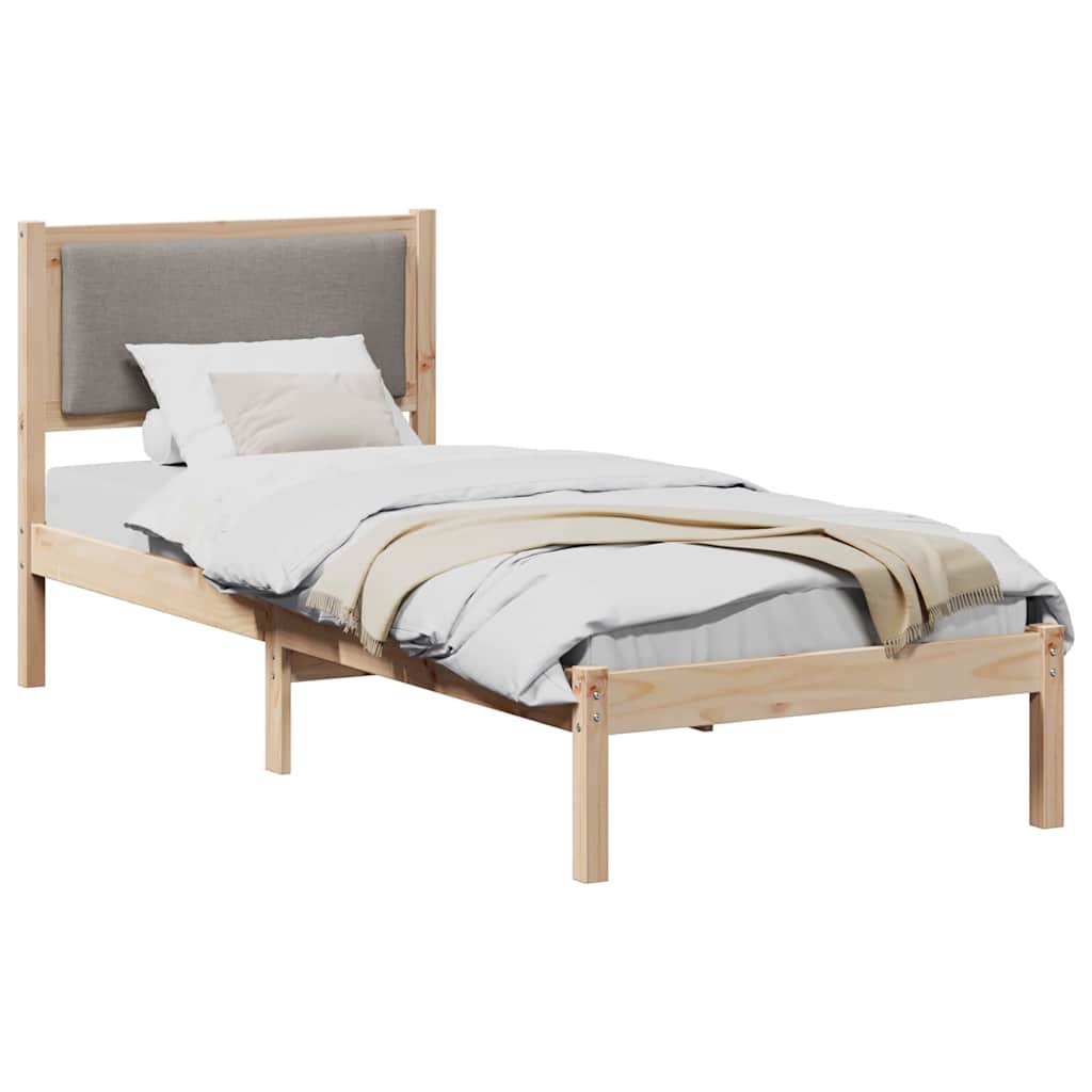 Bed Frame with Headboard Taupe 80 x 200 cm Solid Pine Wood