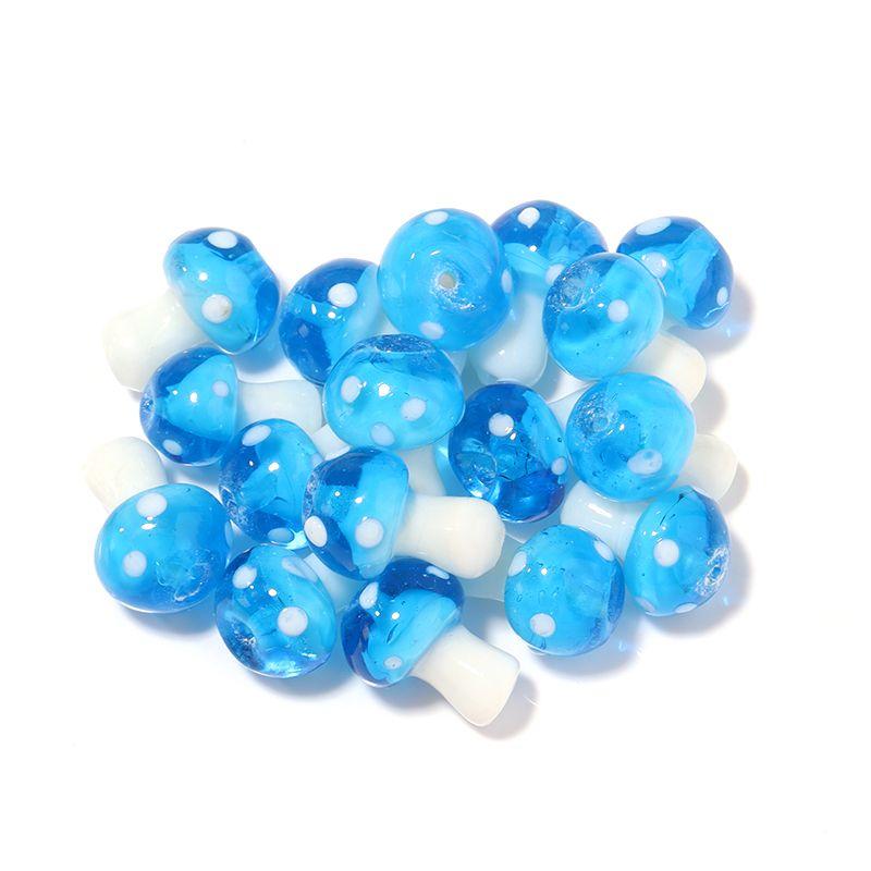 10pcs/lot Colourful Lampwork Beads Cute Mushroom Shape Loose Glass Beads For Jewelry Making DIY Craft Necklace Bracelet Findings