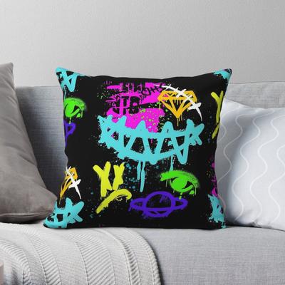 Pop Grunge Graffiti Spray Square Pillowcase Polyester Linen Velvet Printed Zip Decor Bed Cushion Cover Wholesale