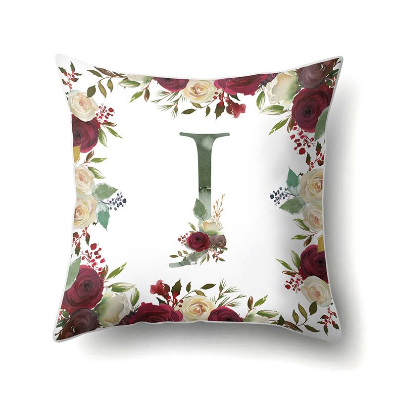 Polyester Pillowcase American Retro Flower Plant 26 English Letter Cushion Cover Car Pillowcase