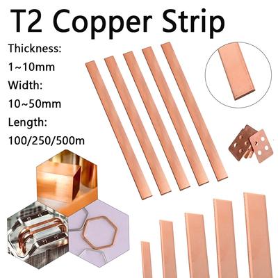 1pcs Pure Red Coppers Flat Metal Plate Coppers Flat Bar Thickness 1/1.5/2/3/4/5/6/8mm Length 100/250 Mm Coppers Bus Bar