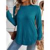 JPNTKY Women's Fashion Casual Solid Color Print Long Sleeve O-Neck Blouses & Shirts