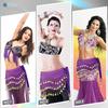 Belly Dance Hip Scarf, Women's Chiffon Belly Dancing Scarf with 128 Coins for Yoga Class