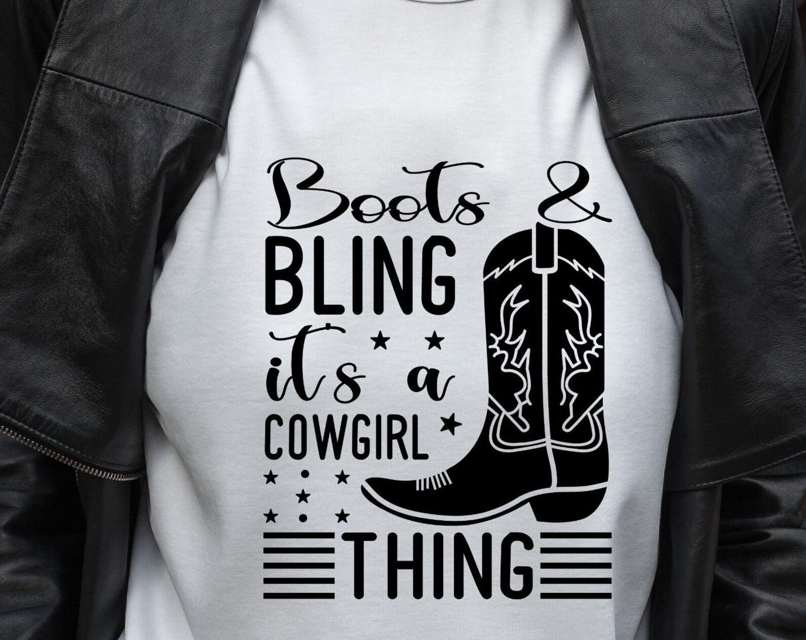Boots and Bling, cowgirl tshirt, cowgirl shirt, rodeo shirt, country western, fun tee 2XL