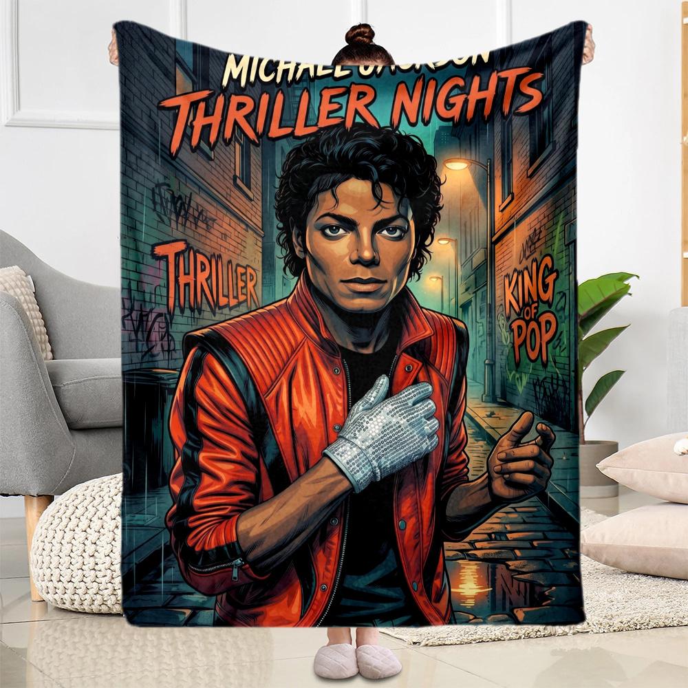 Michael Jackson Vibrant Pop Icon Portrait Blanket Warmthful Decor Suitable For Chair Sofa Bedding For All Occasions Digital Print Birthday Christmas G