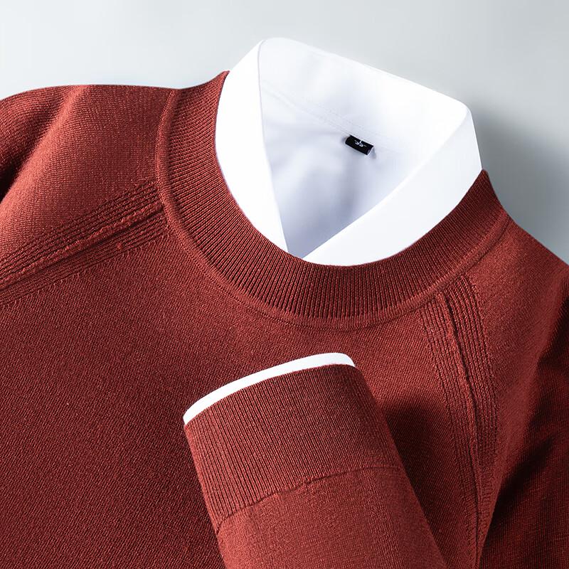 FAPAI Men's Cashmere Wool Blend Round Neck Sweater