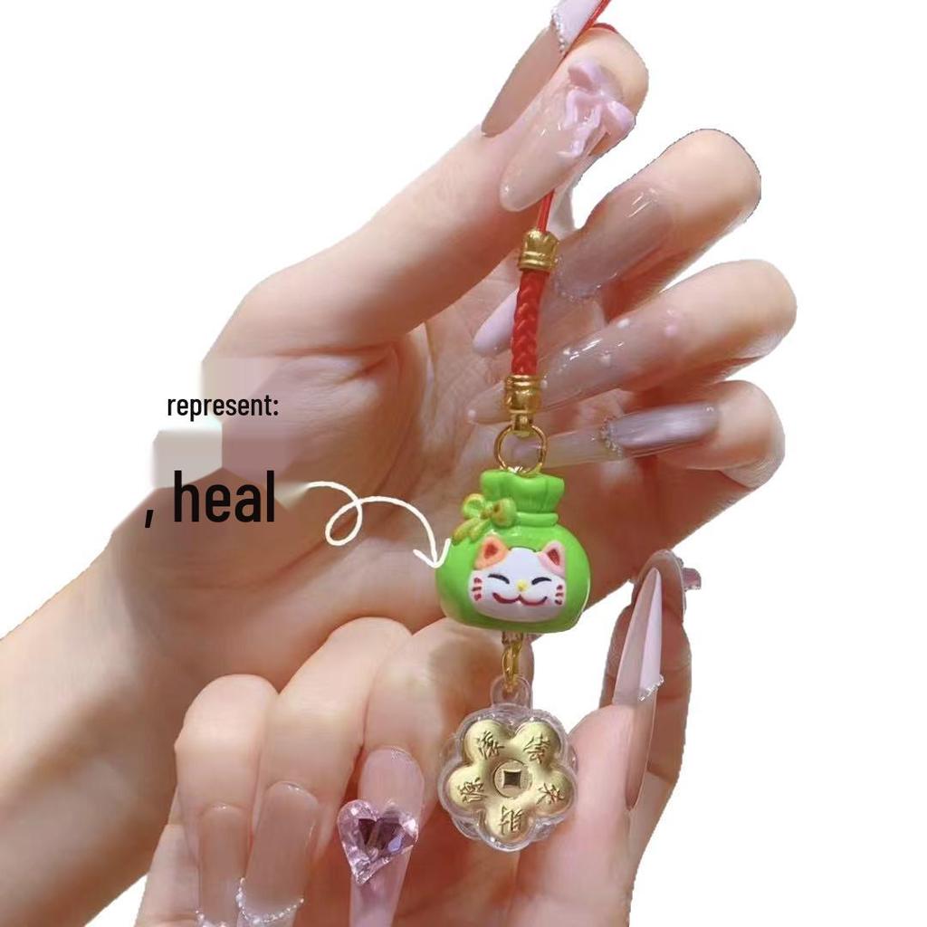 999 Pure Gold Maneki Neko Charm – Invite Wealth: Chinese Style Keychain & Phone Accessory