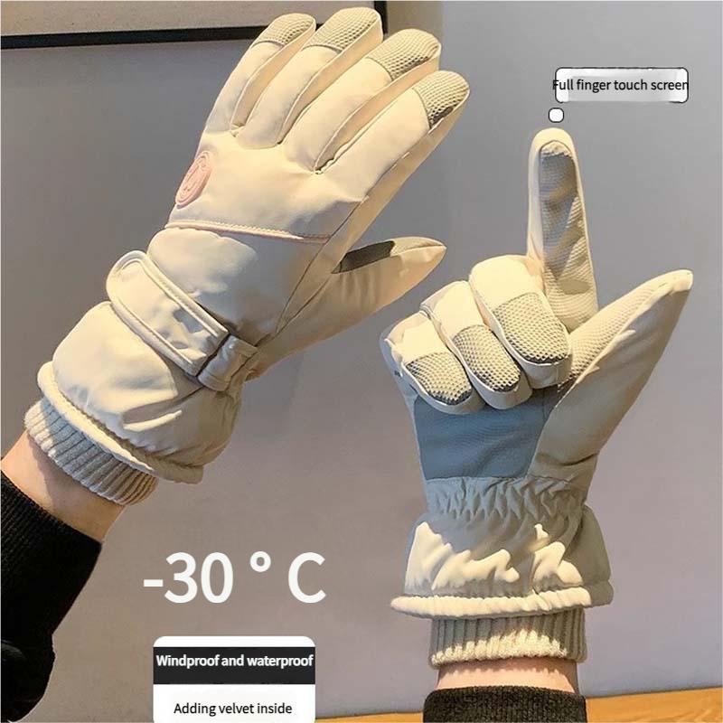 Skihandschuhe Thermisch Wasserdicht Schneehandschuhe für Jungen Mädchen -30°C Kältefest Winddicht Isoliert mit Anti-Rutsch-Griff Verstärkte Lederhandfläche