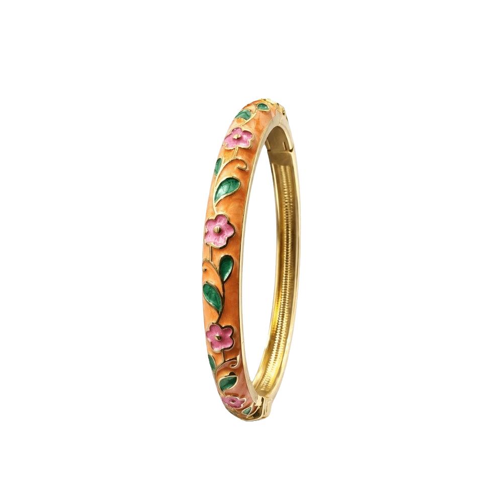 Enamel Flower Bangle Colorful Women's Hand Bracelet Fashion Vintage Cloisonne Bangle  Jewelry Gifts
