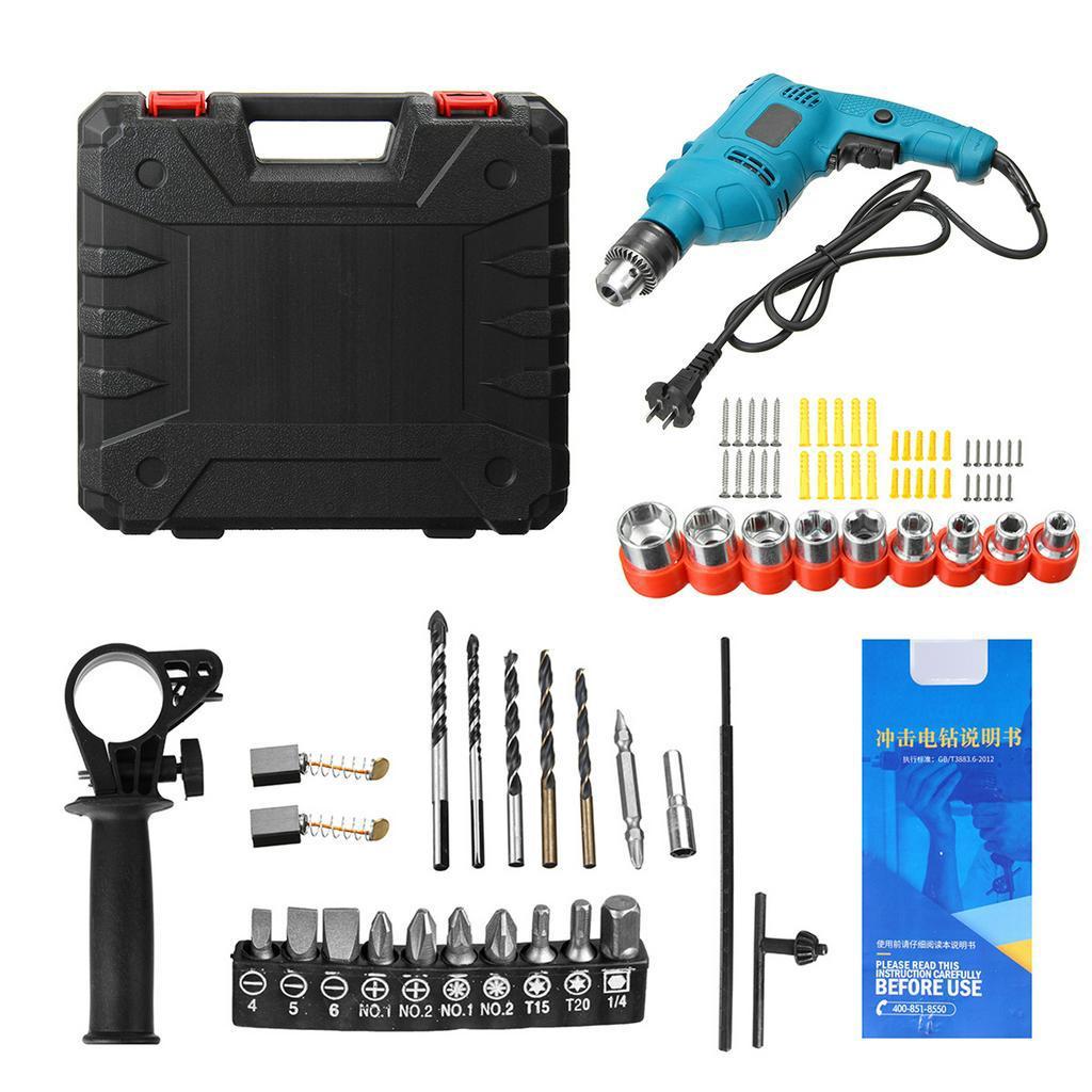 13MM Electric Brushless Impact Drill Electric Rotary Hammer Handheld Impact Flat Drill Guns Torque Screwdriver Power Tools Kit