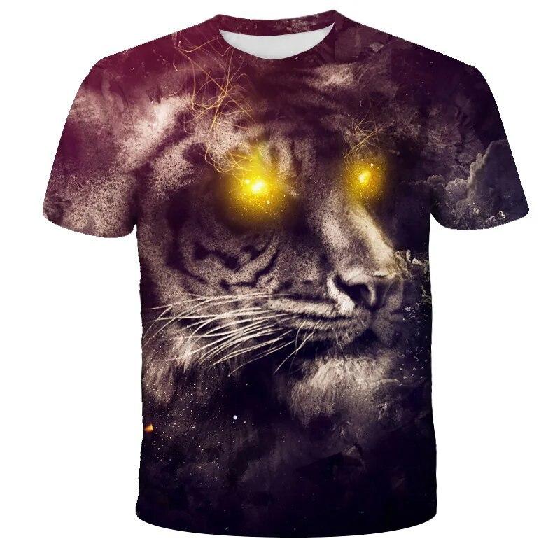 Lion Tiger Series 3D Printed Tops Casual Short Sleeve T-shirts Summer Plus Size Sportwear Men's T-shirt
