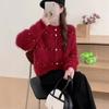 French small fragrant temperament bead-encrusted diamond sweater cardigan autumn and winter soft waxy gentle round neck knitted jacket women