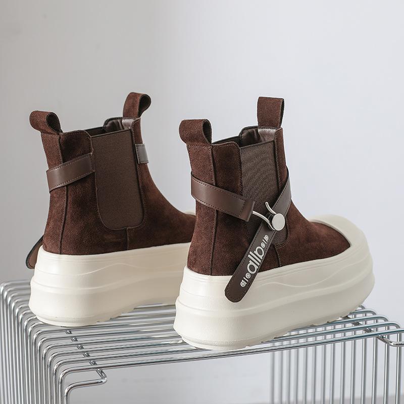 [Fanfuna] Retro großköpfige Muffin-Kurzstiefel mit dicker Sohle Damen Nischendesign vielseitige lässige weichsohlige bequeme Kurzstiefel