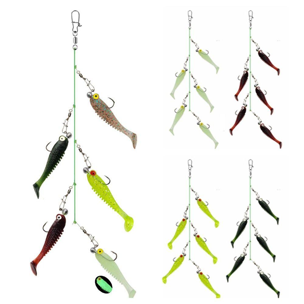 Silicone Cluster Fish Lure Anti-hanging Sole Sharp Fish Hook Simulation Bait Soft Swivel Pin Fishing Set-up Sea Fishing