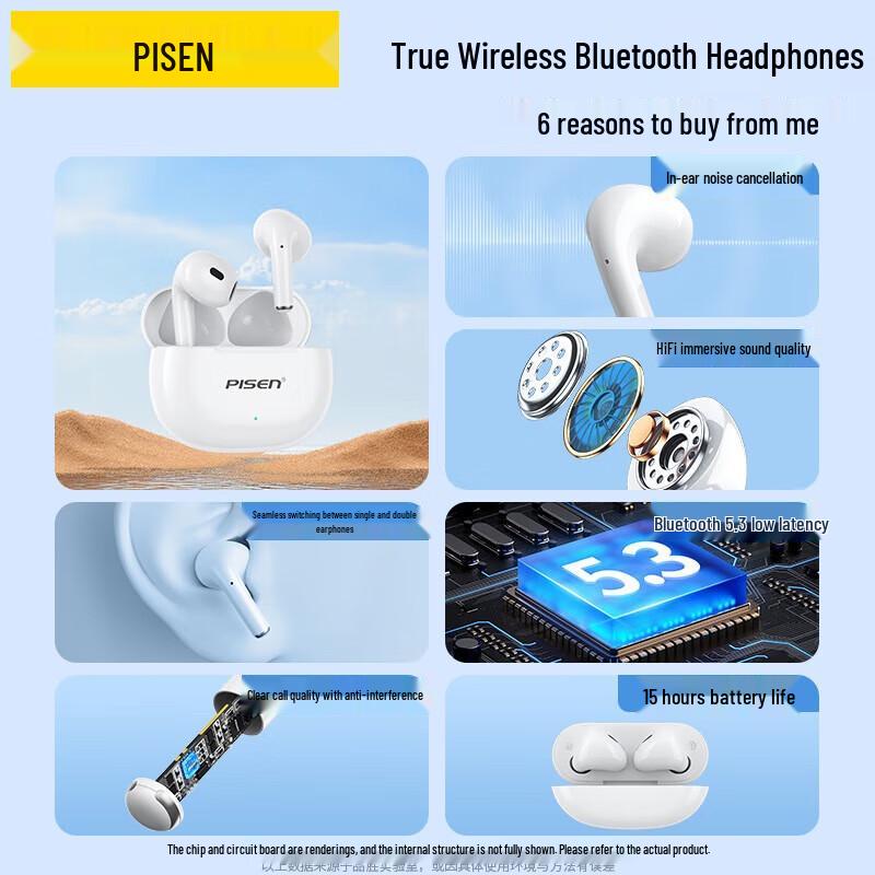 Pisen LV24JL Bluetooth 5.3 Half-In-Ear Sports Earbuds