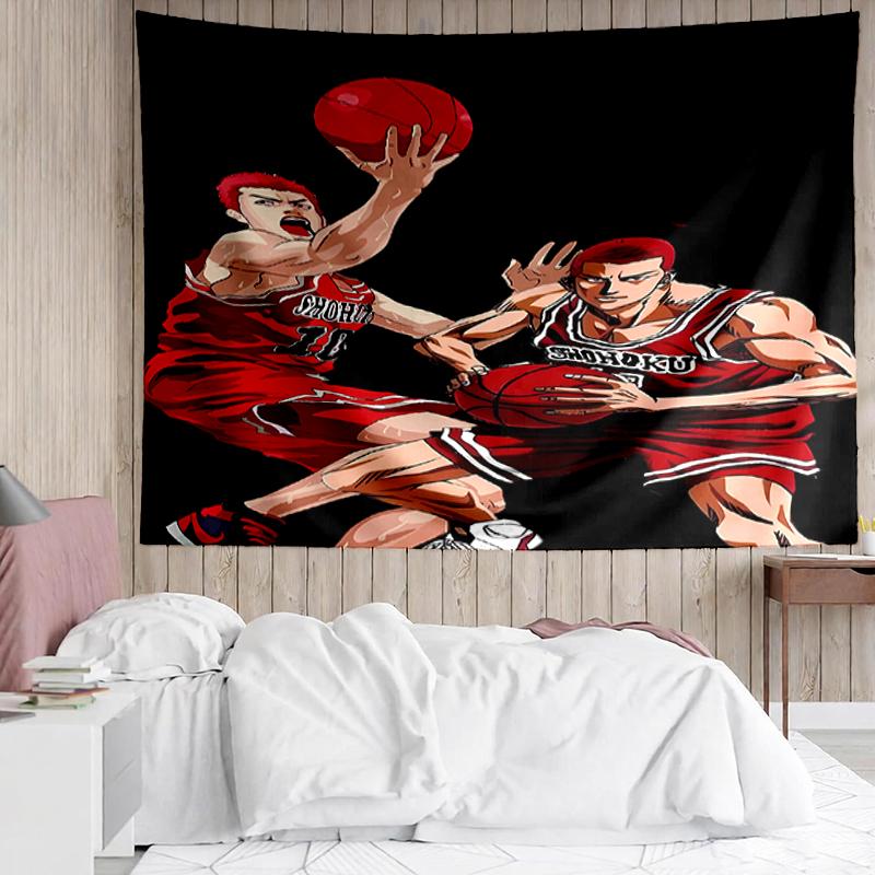 Slam-Dunk Print Tapestry, Backdrop, Easy Setup, Ideal for Bedroom, Office & Living Room, with Aesthetic Wall Hanging Decor.