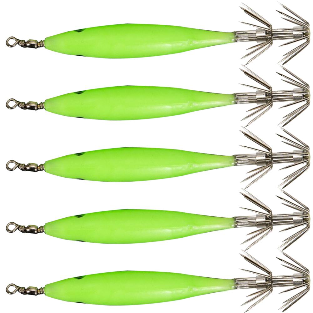 

C# Vivid Luminous Fishing Bait Squid Jig Baits with Squid Hook for Fishing (Gree