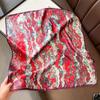 Natural Real Silk Scarf Women New Print Neck Hairband Square Shawl Neckerchief Female Hijab Poncho Bandana Headband