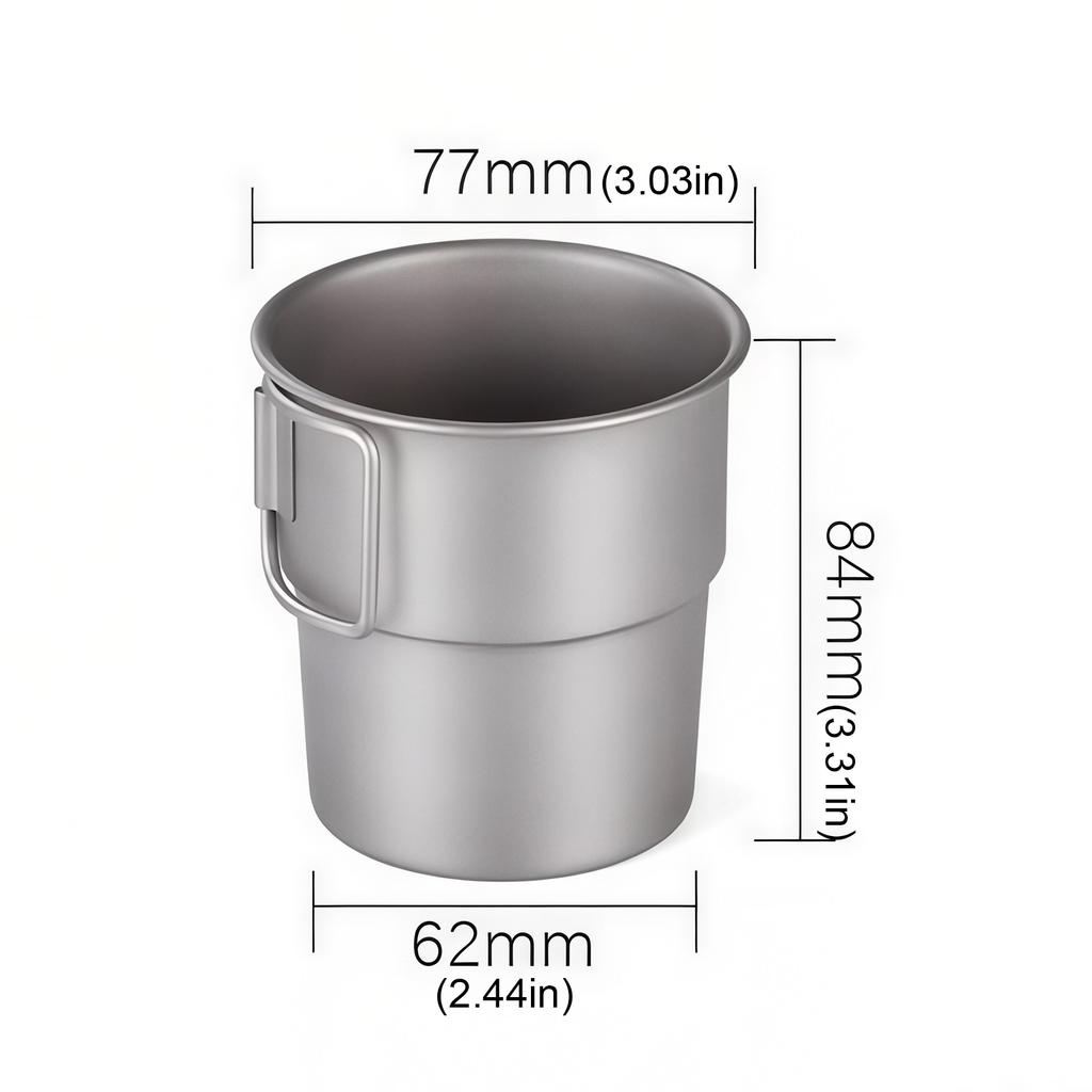 1-5pcs Titanium Coffee Cup Outdoor Camping Water Mug Ultralight Lightweight Portable with Folding Handle Tea Water Mug Tableware